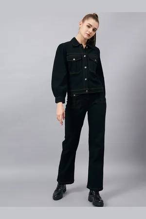 Chemistry Shirt Collar Cotton Top With Flared Trouser & Jacket Co-Ords