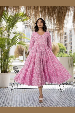 Kalini Women Cotton Floral Printed Fit & Flare Dress