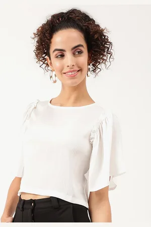 CENTRESTAGE White Ruffles Crop Top