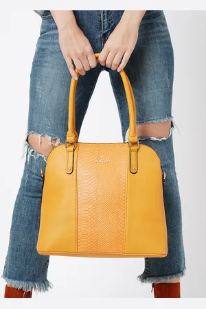 LAVIE Horse Women Yellow Textured Dome Satchel Handbag