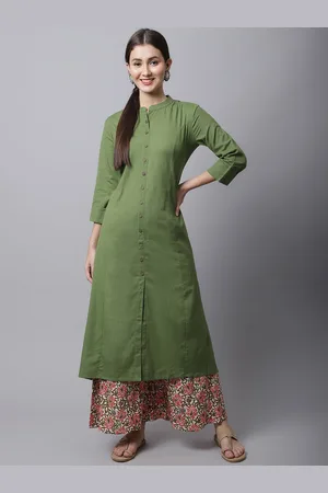 Pistaa Women Solid Panelled Kurta with Palazzos