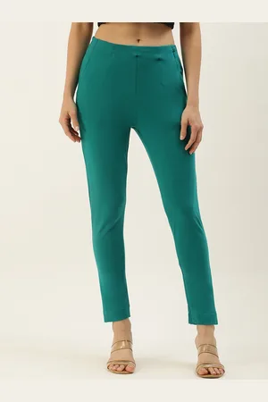 De Moza Women Slim Fit Cotton Cigarette Trousers