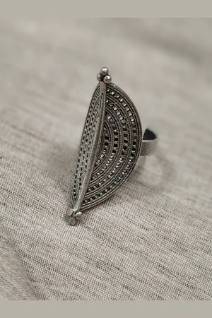 Molcha Oxidised Adjustable Finger Ring