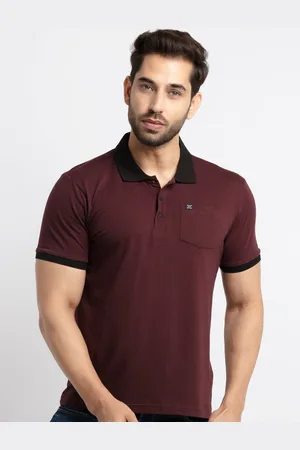 Status Quo Men Maroon Polo Collar T-shirt