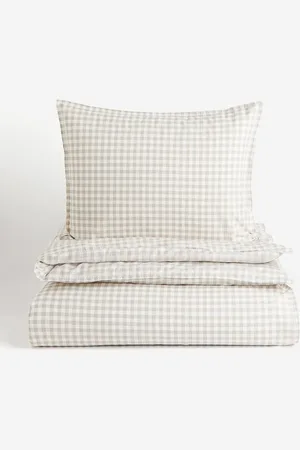 H&M Beige Patterned Single Duvet Cover