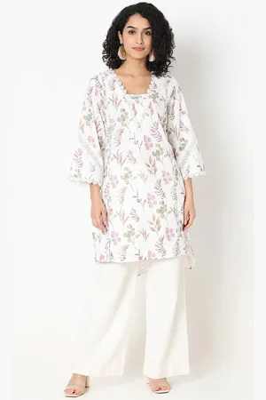 Ethnicity Floral Printed Neck Thread Work Kurta