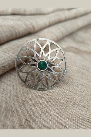 Molcha Oxidised Silver-Toned Adjustable Finger Ring