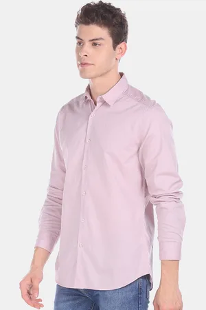 Flying Machine Men Pink Regular Fit Solid Casual Shirt