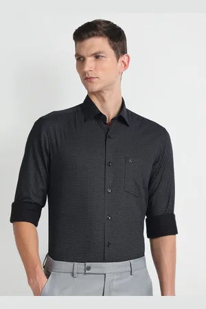 Arrow Spread Collar Long Sleeves Micro Ditsy Slim Fit Opaque Printed Formal Shirt