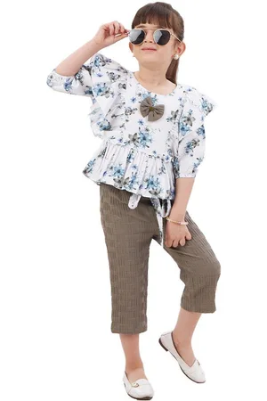BAESD Girls Floral Ruffle Top With Capris