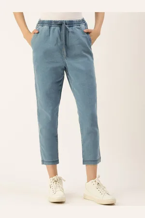 De Moza Women Mid Rise Cotton Peg Trousers