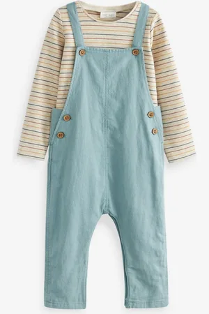 Next Boys Pure Cotton Denim Dungarees With Bodysuit