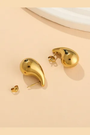 FIMBUL Gold-Plated Lightweight Teardrop Shaped Drop Earrings