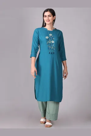 Elthia Floral Embroidered Thread Work Kurta With Palazzos