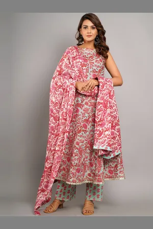 CRAFTED FOR YOU Women Paisley Printed Pure Cotton Anarkali Kurta with Trousers & Dupatta