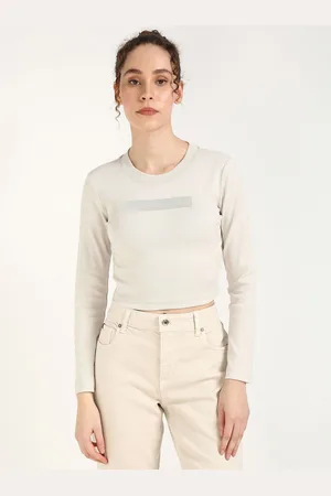 Calvin Klein Women Typography Printed Round Neck Cotton T-shirt