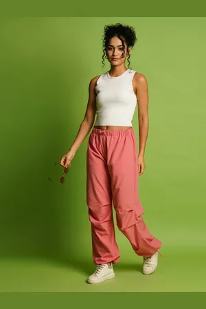 Globus Women Mid Rise Loose Fit Parachute Trousers