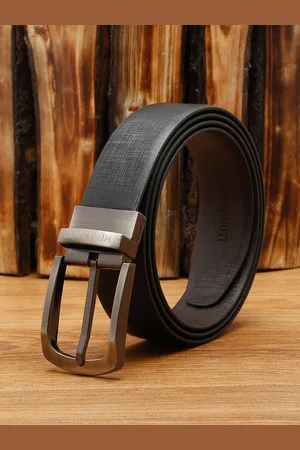 MUTAQINOTI Men Black Textured Reversible Formal Belt