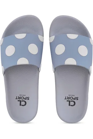 Carlton London Women Blue & White Printed Sliders