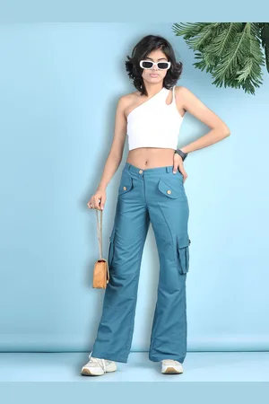 Cutiekins Girls One Shoulder Crop Top With Cargo Trousers