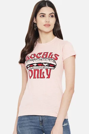Corsica Women Regular Fit Typography Printed Round Neck Cotton T-shirt