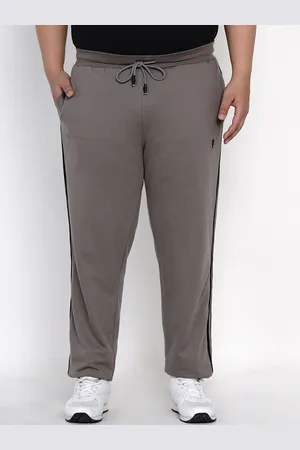 John Pride Men Plus Size Grey Solid Straight Fit Track Pants