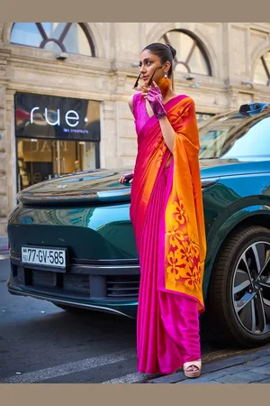 ELORA Floral Satin Saree