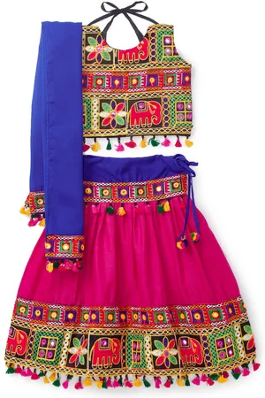 Banjara Girls Embroidered Ready to Wear Cotton Lehenga & Blouse With Dupatta