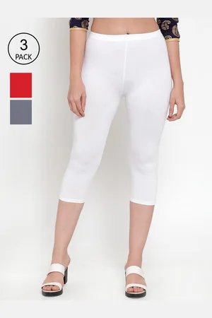 GRACIT Women Pack of 3 White & Red Capris