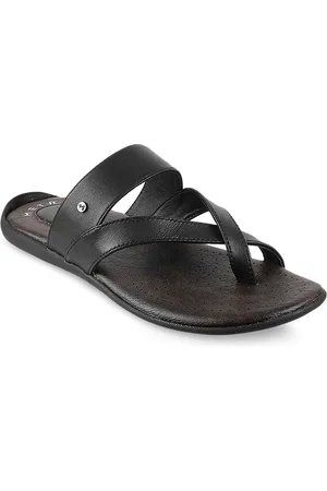 Metro Men Black Solid Comfort Sandals