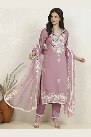 Biba Floral Embroidered Thread Work Unstitched Dress Material