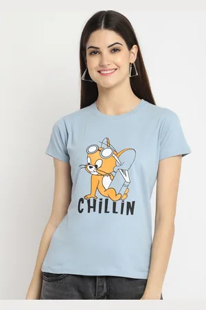 Corsica Women Regular Fit Tom & Jerry Graphic Printed Round Neck Cotton T-shirt