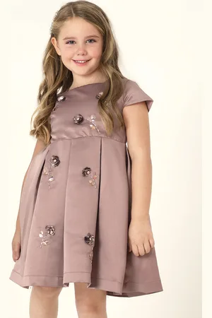 Cherry Crumble Girls Dusty Pink Embellished A-Line Dress