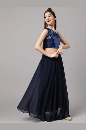 Inddus Girls Embroidered Sequinned Ready to Wear Lehenga & Blouse