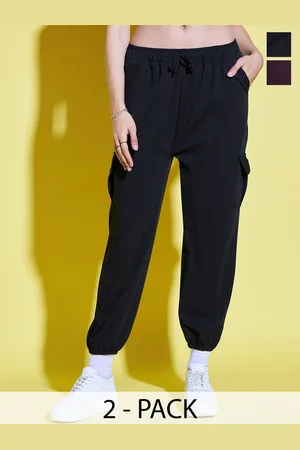 BuyNewTrend Pack Of 2 Women Relaxed Mid-Rise Joggers Trousers