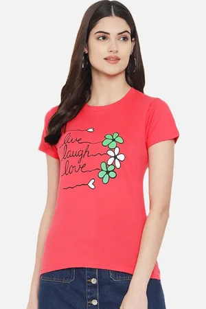 Corsica Women Regular Fit Graphic Printed Round Neck Cotton T-shirt