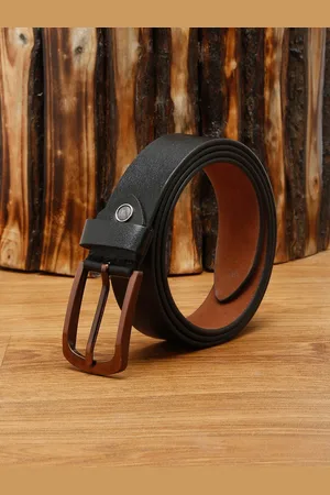 MUTAQINOTI Men Black Leather Formal Belt
