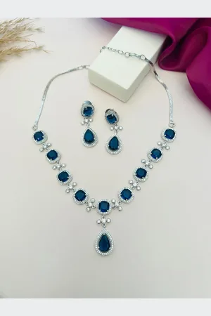 ABDESIGNS Enchanting Silver Plated American Diamond Necklace