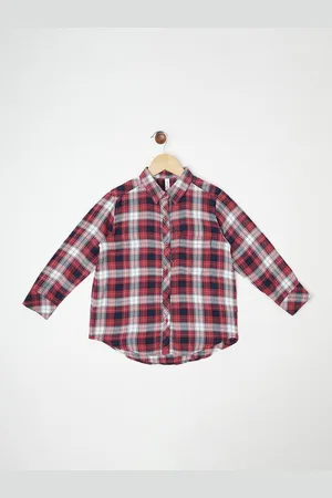 Crimsoune Club Girls Red & Black Checked Casual Shirt