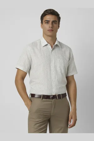 Van Heusen Men Spread Collar Abstract Printed Linen Formal Shirt