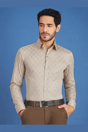 LOUIS STITCH Comfort Fit Ethnic Motif Printed Club Collar Pure Cotton Formal Shirt