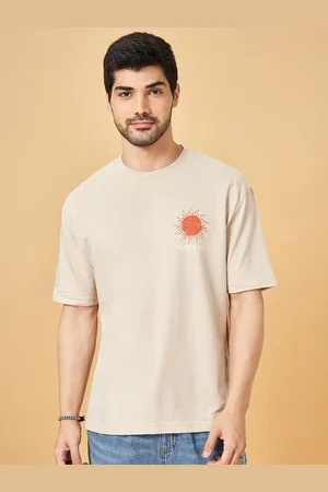PEOPLE Men Typography Printed V-Neck Pockets Boxy T-shirt