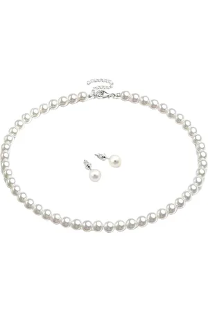 DN Creation Sliver-Plated -Beaded Necklace & Earrings