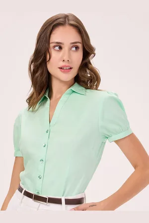 Bombay High Women India Slim Spread Collar Solid Cotton Slim Fit Semiformal Shirt
