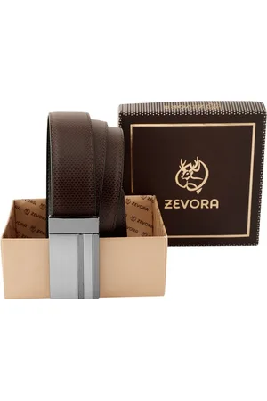 ZEVORA Men Textured Leather Reversible Belt