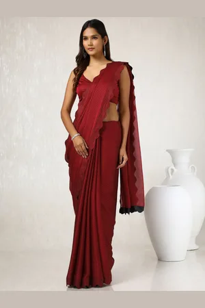 Soch Striped Beads and Stones Pure Chiffon Saree