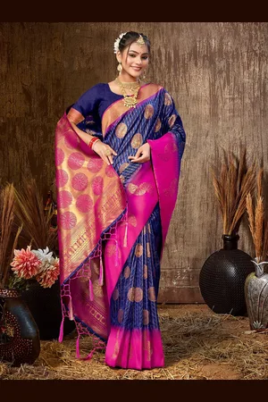 SANGAM PRINTS Woven Design Zari Silk Saree