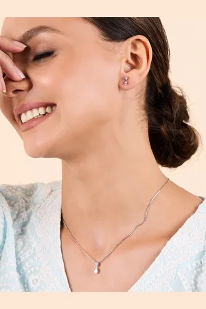 House of Pataudi 925 Sterling Silver Rhodium-Plated CZ-Studded Stud Earrings