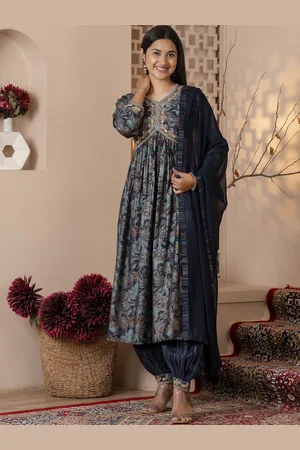 Charu Women Floral Printed Regular Thread Work Kurta with Patiala & With Dupatta