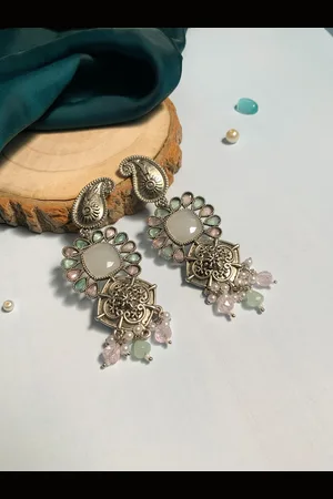 ABDESIGNS Silver-Plated Contemporary Drop Earrings